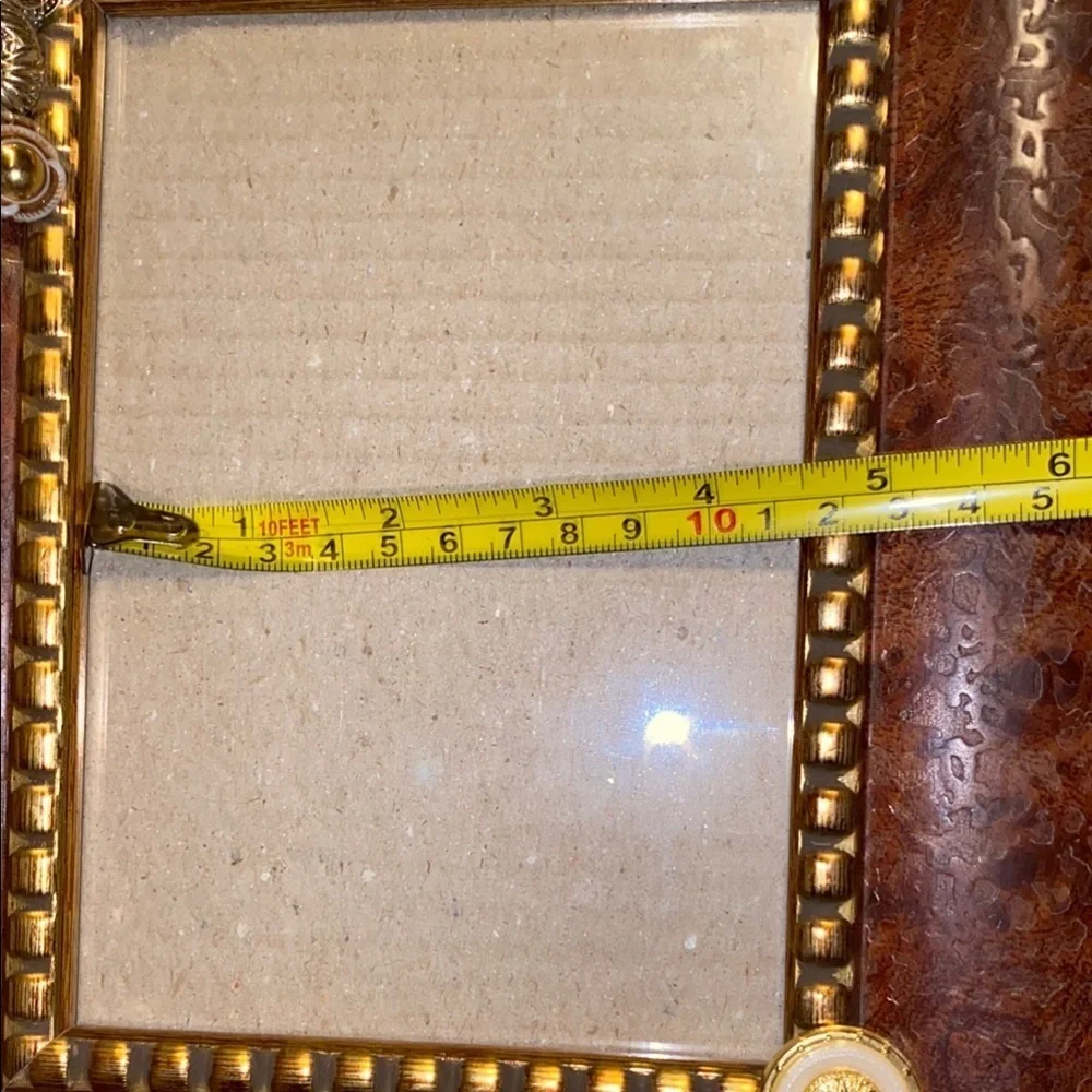Vintage Buttons Decorative Brown Frame with Gold Accents